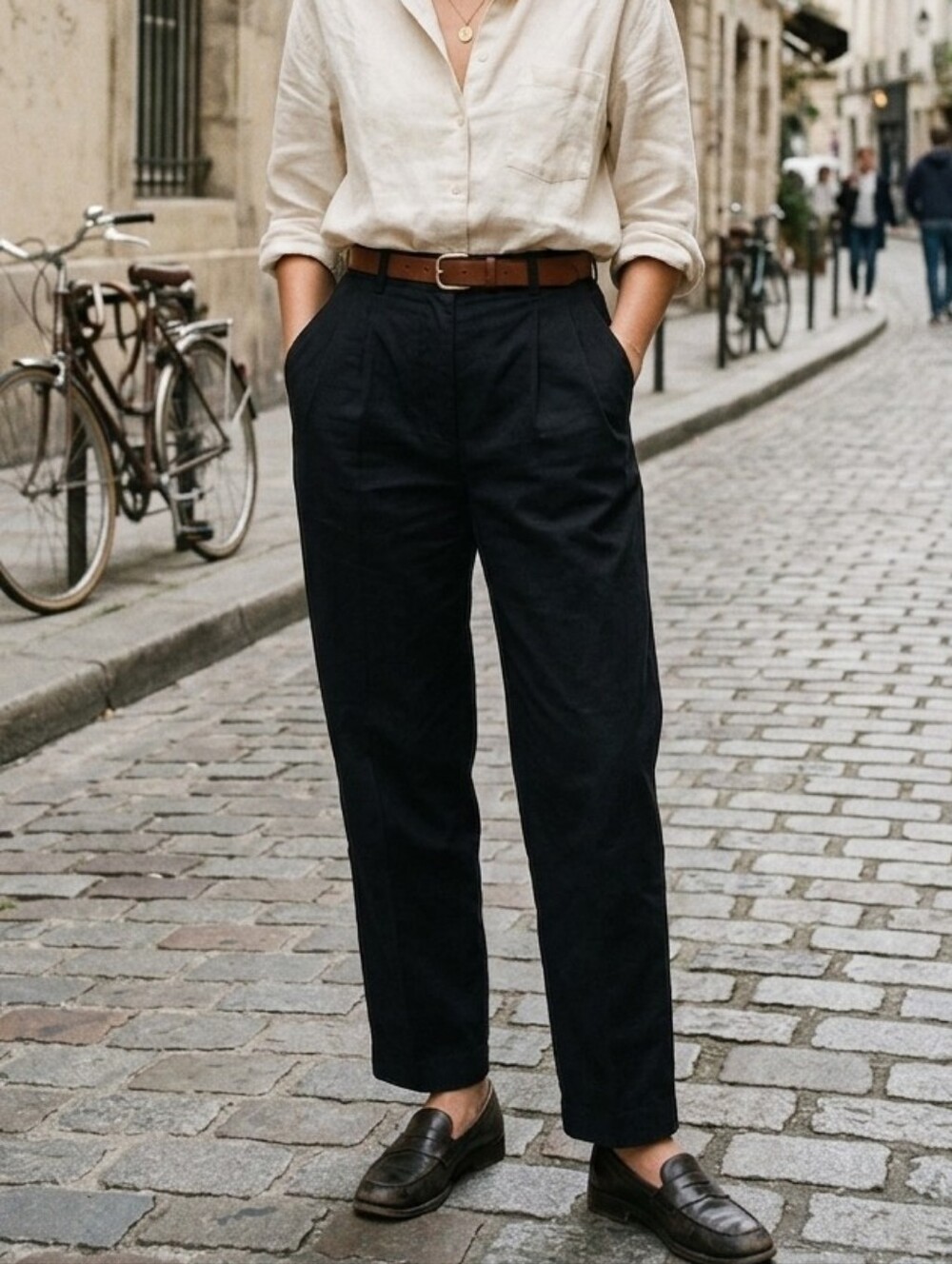 Vintage Zanella Classic Black Cotton Twill Pleated Tailored Trouser Pants 10
